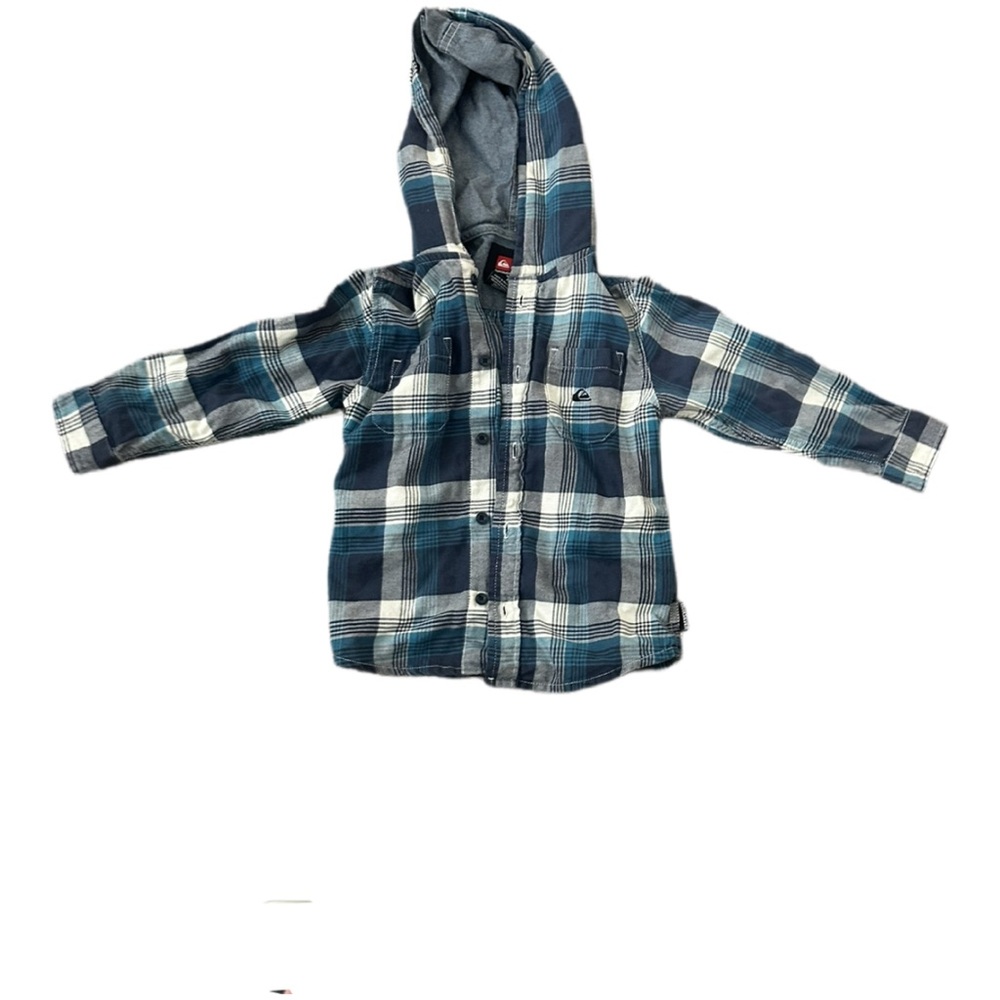 Quiksilver Blue Plaid Hooded Shirt